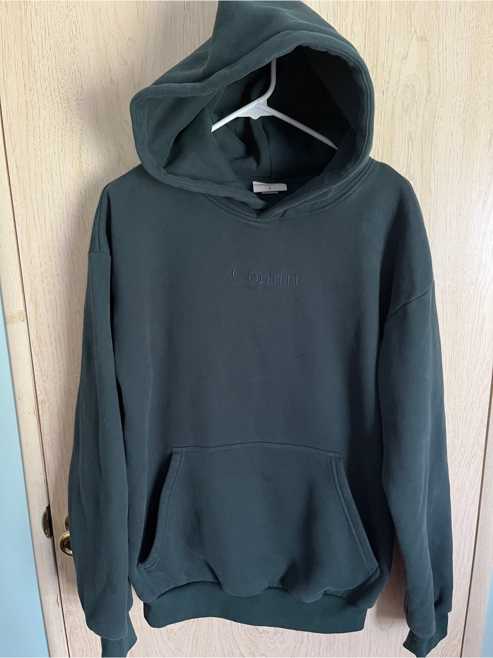 COMFRT Heavyweight Hoodie with Kangaroo Pocket Dark Green Sz S FLAW